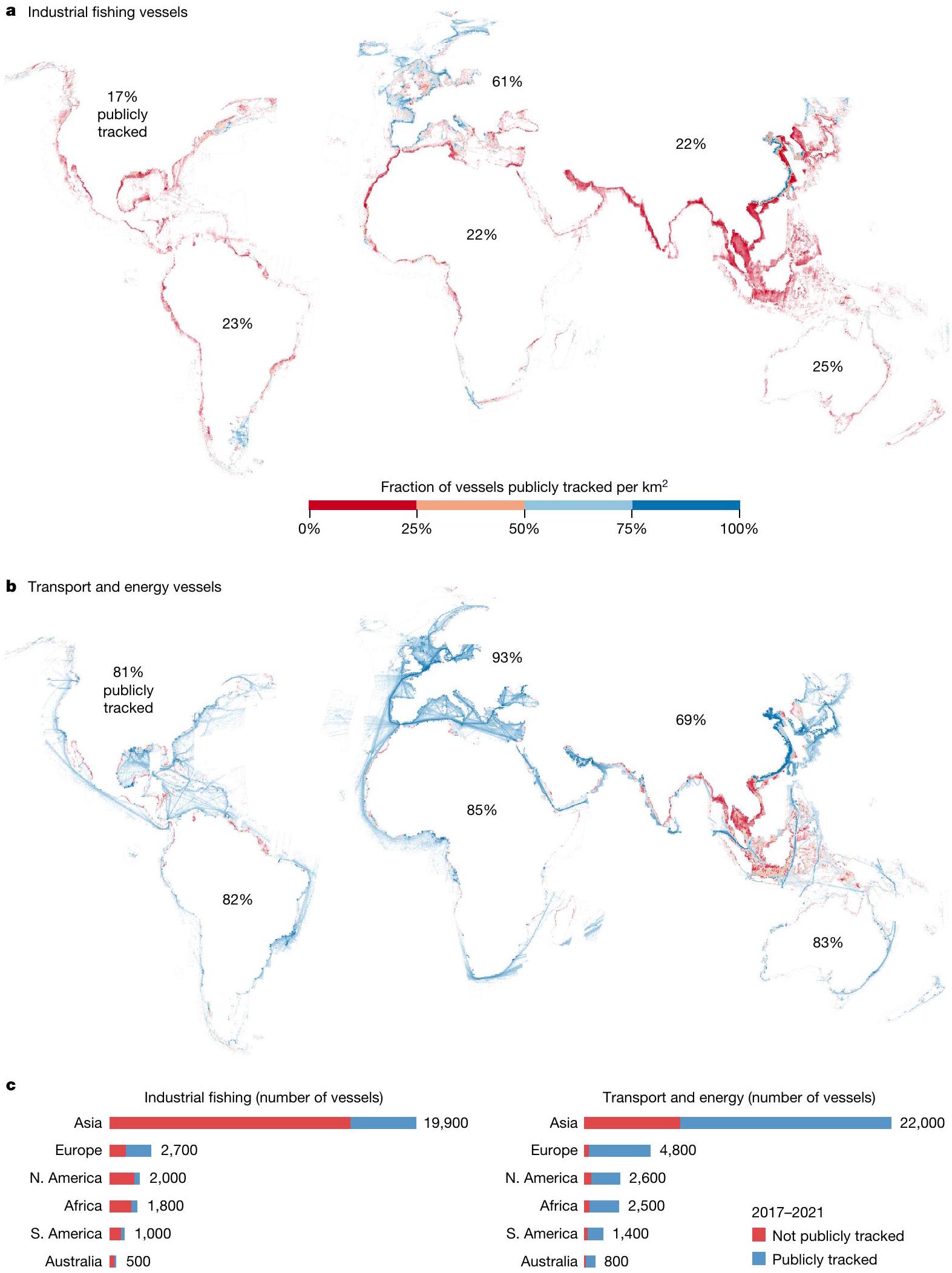 تظهر خرائط الأقمار الصناعية نشاطًا صناعيًا واسع النطاق في البحر Satellite mapping reveals extensive industrial activity at sea