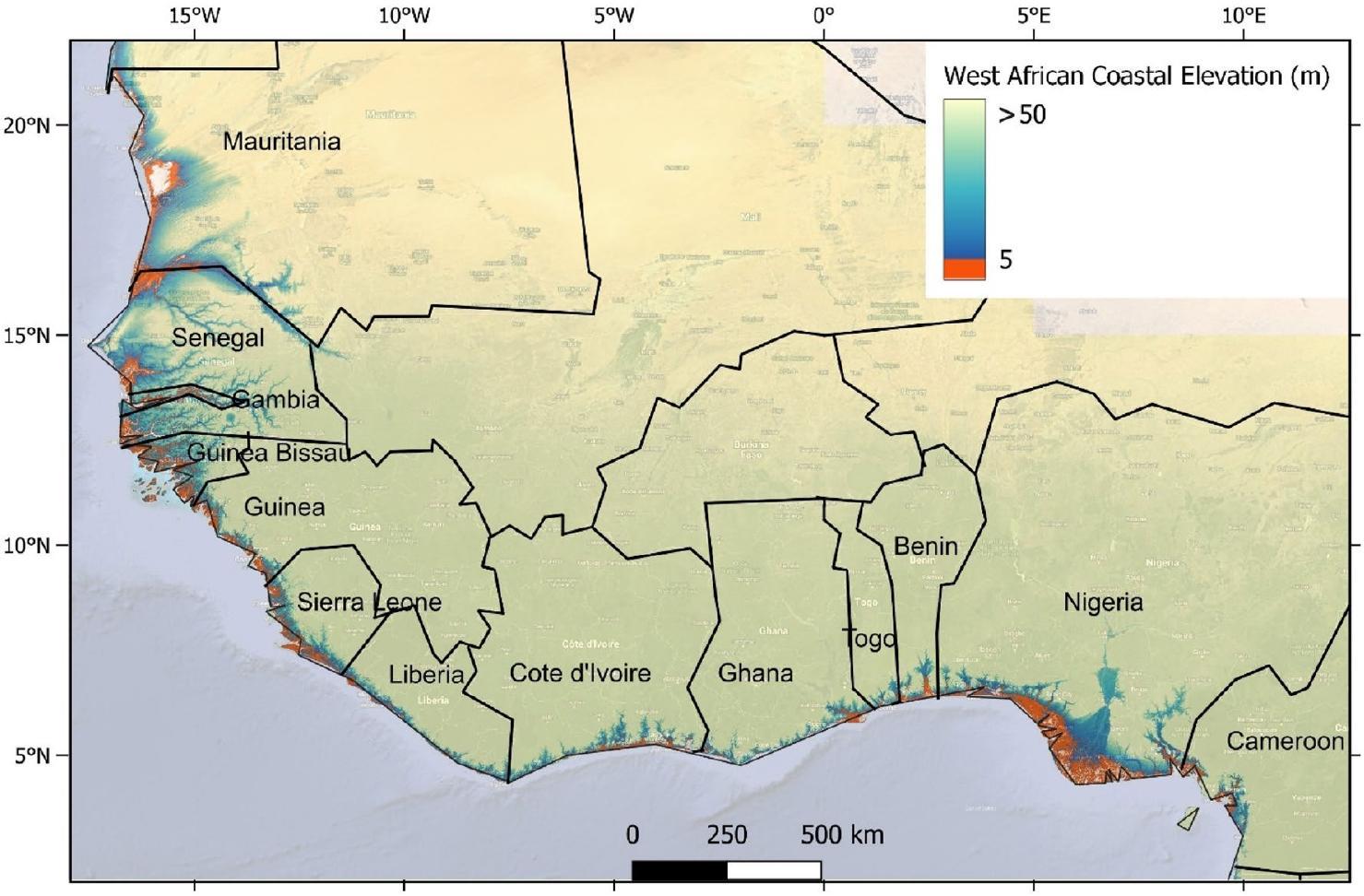 تقييم ضعف السواحل في غرب أفريقيا تجاه الفيضانات والتآكل Coastal vulnerability assessment of the West African coast to flooding and erosion