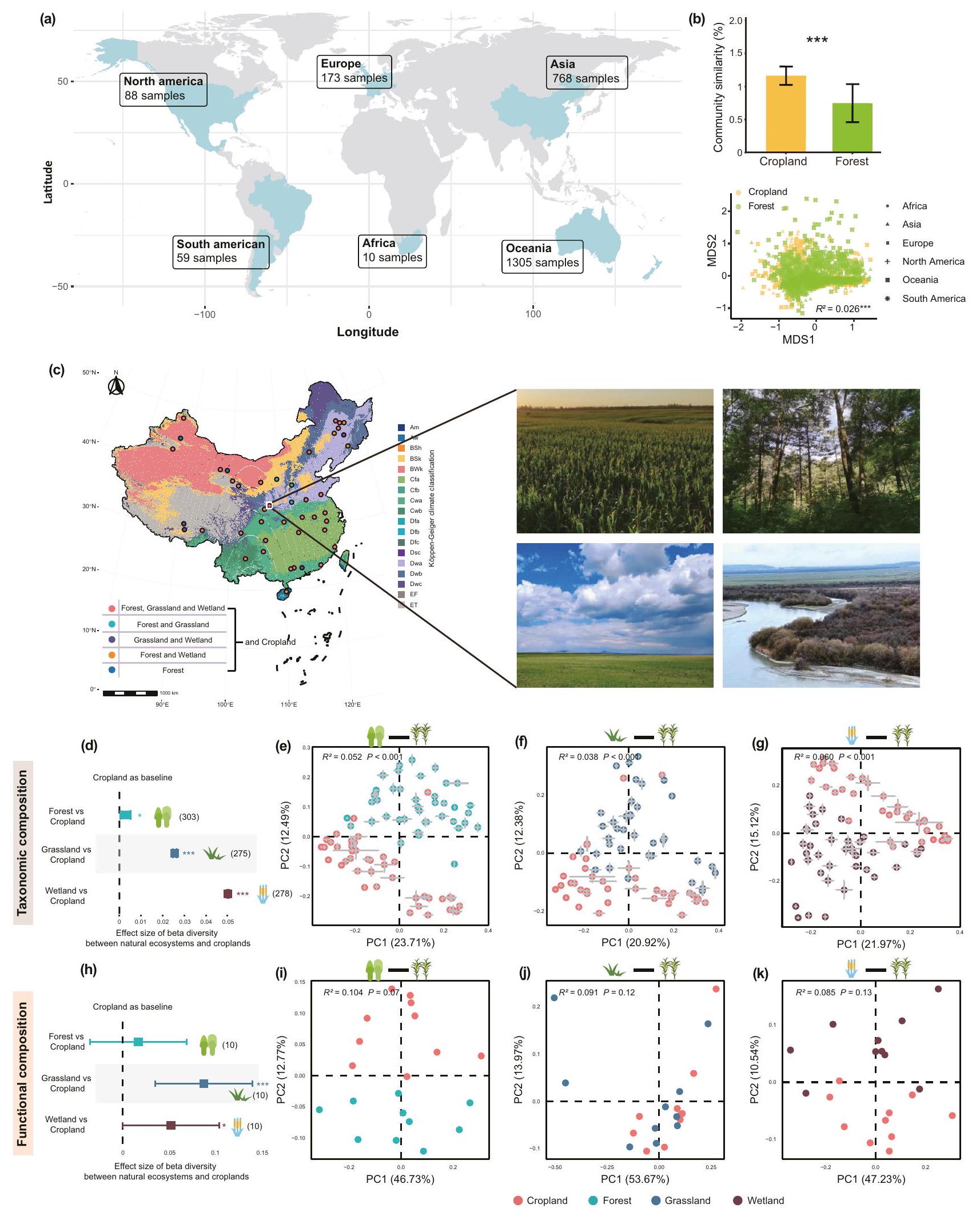 تحويل الأراضي إلى الزراعة يؤدي إلى تجانس تصنيفي لمجتمعات الميكروبات التربة على مستوى العالم Land conversion to agriculture induces taxonomic homogenization of soil microbial communities globally
