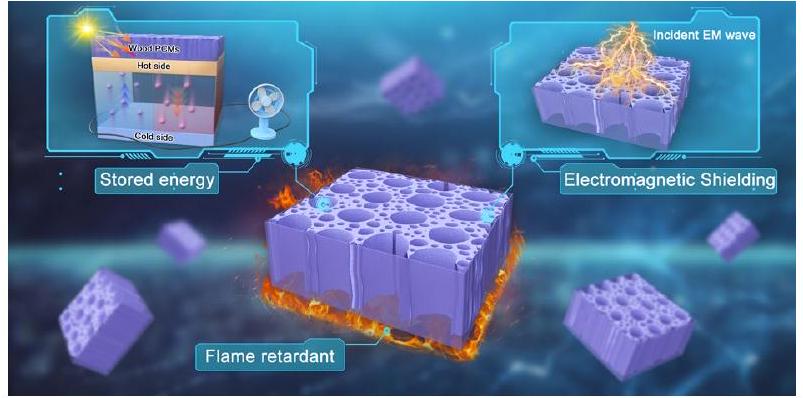 مواد مركبة ذات تغيير في الطور من الخشب ذات مورفولوجيا جينية مقاومة للتسرب، ومثبطة للاشتعال، ودرع كهرومغناطيسي لجمع الطاقة الشمسية الحرارية Leakage Proof, Flame-Retardant, and Electromagnetic Shield Wood Morphology Genetic Composite Phase Change Materials for Solar Thermal Energy Harvesting