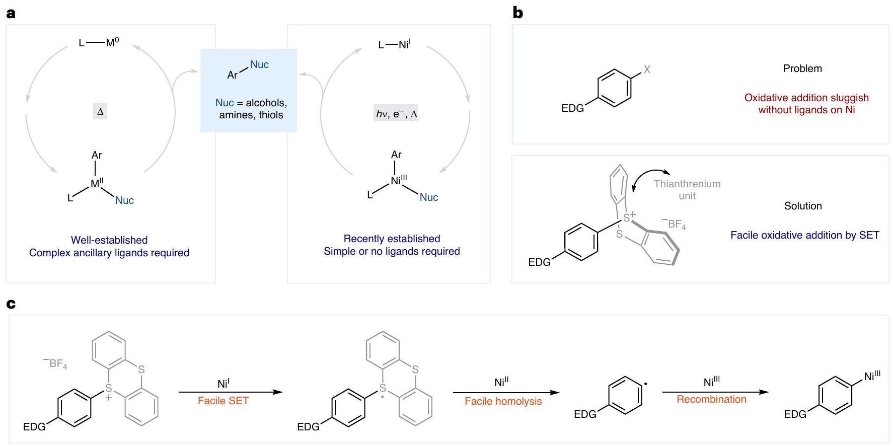 تفاعل الربط بين الكربون والذرات غير المعدنية مع الأريل الغني بالإلكترونات بفضل تحفيز النيكل والضوء C–heteroatom coupling with electron-rich aryls enabled by nickel catalysis and light