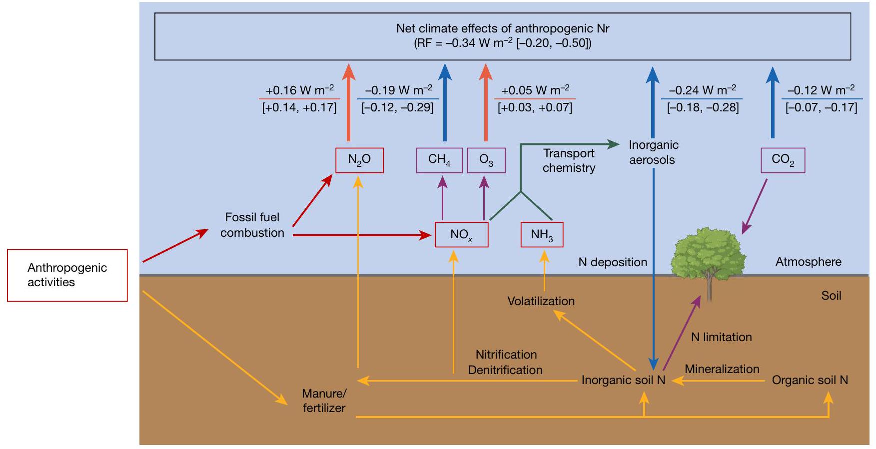 التأثيرات المناخية العالمية الصافية للنيتروجين التفاعلي الناتج عن الأنشطة البشرية Global net climate effects of anthropogenic reactive nitrogen