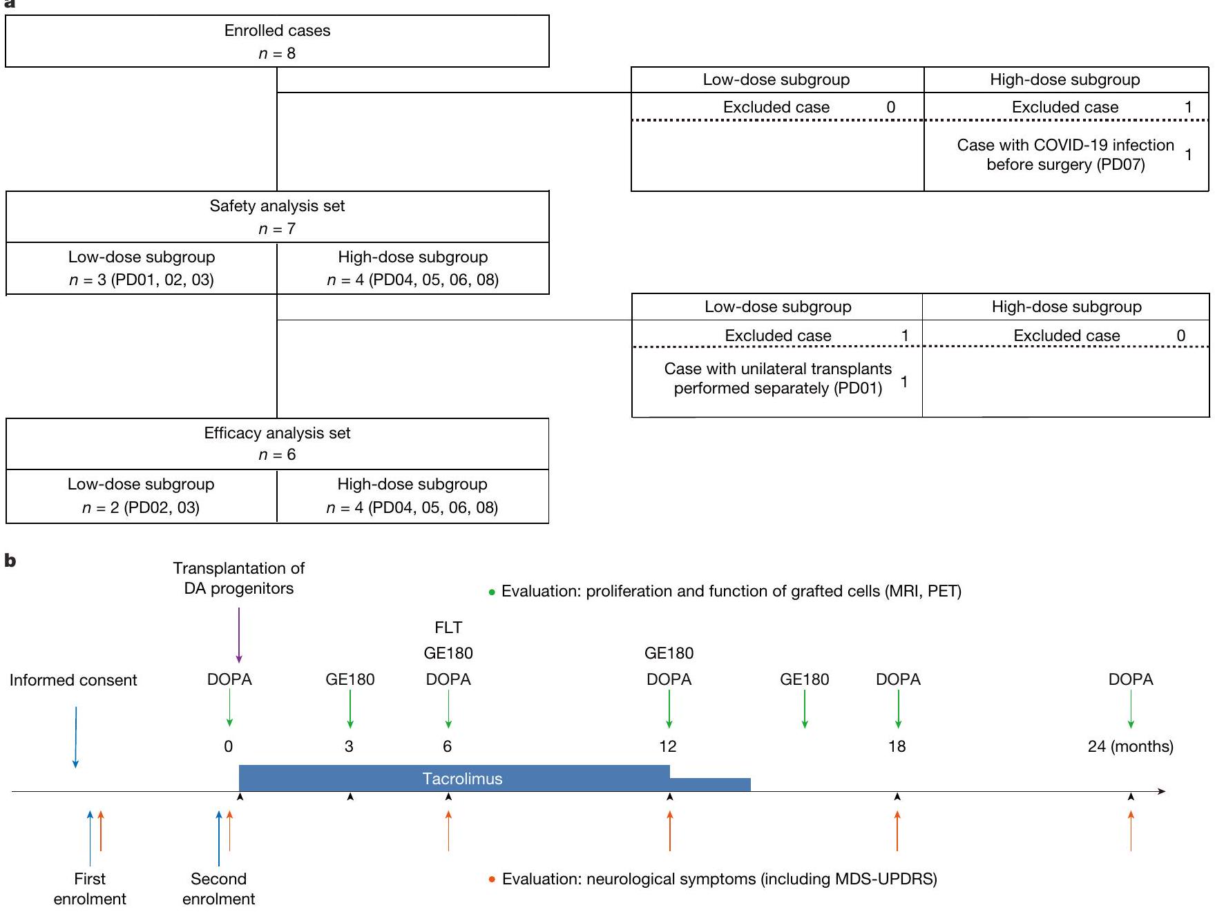 تجربة المرحلة الأولى/الثانية للخلايا العصبية الدوبامينية المشتقة من خلايا iPS لعلاج مرض باركنسون Phase I/II trial of iPS-cell-derived dopaminergic cells for Parkinson’s disease