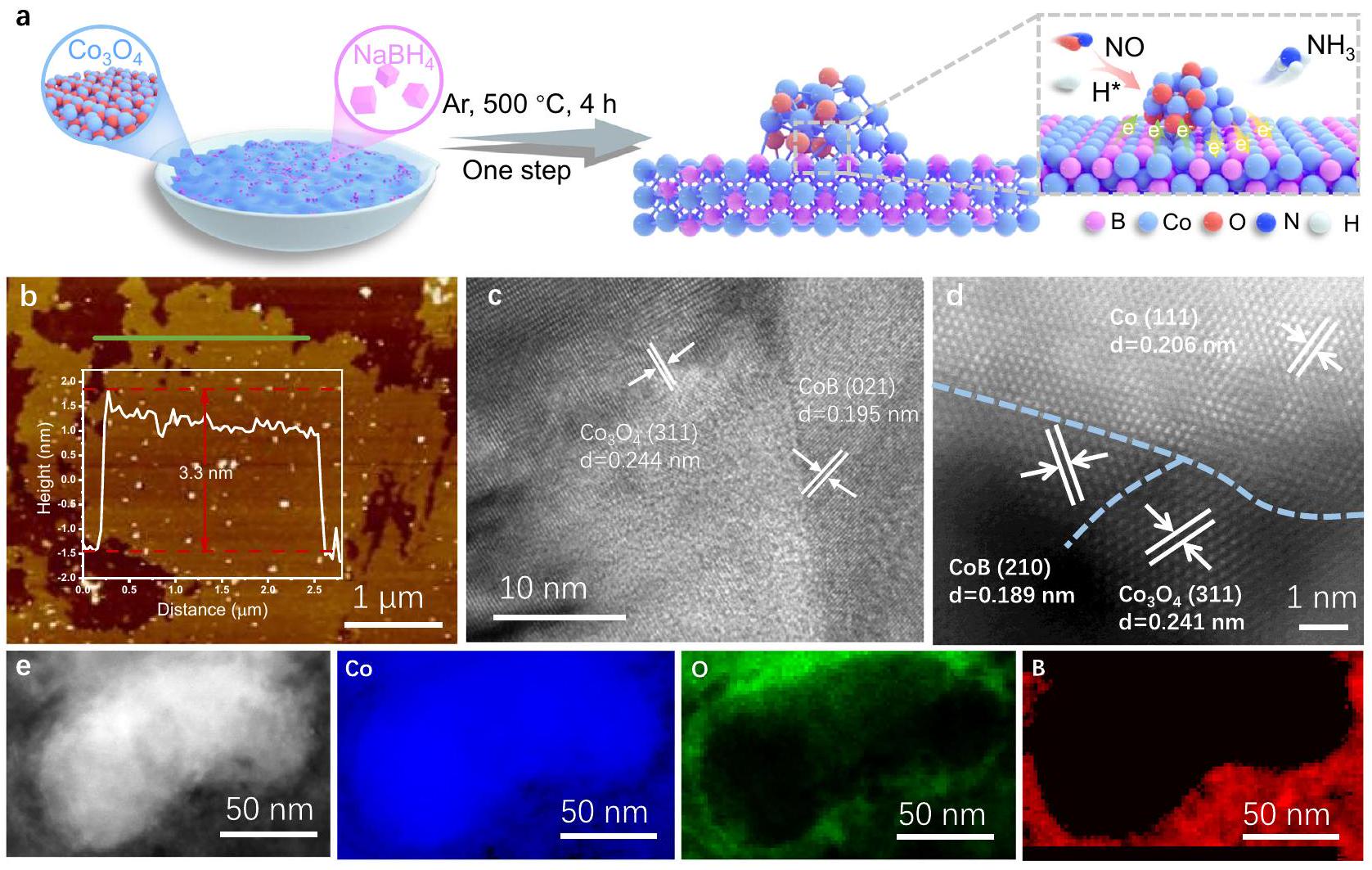 تعزيز نقل الشحنة والبروتون عبر ثلاثي Co/Co3O4/CoB لتقليل أكسيد النيتريك كهربائياً إلى الأمونيا Boosted charge and proton transfer over ternary Co/Co3O4/CoB for electrochemical nitric oxide reduction to ammonia
